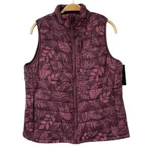 Eddie Bauer Alpine Puffer Vest Women S Wine Leaf Cottagecore Water Repellent NWT